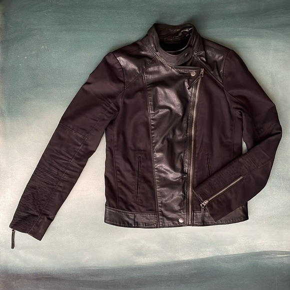 Lucky Brand Leather and Cotton Moto Jacket - Picture 8 of 14